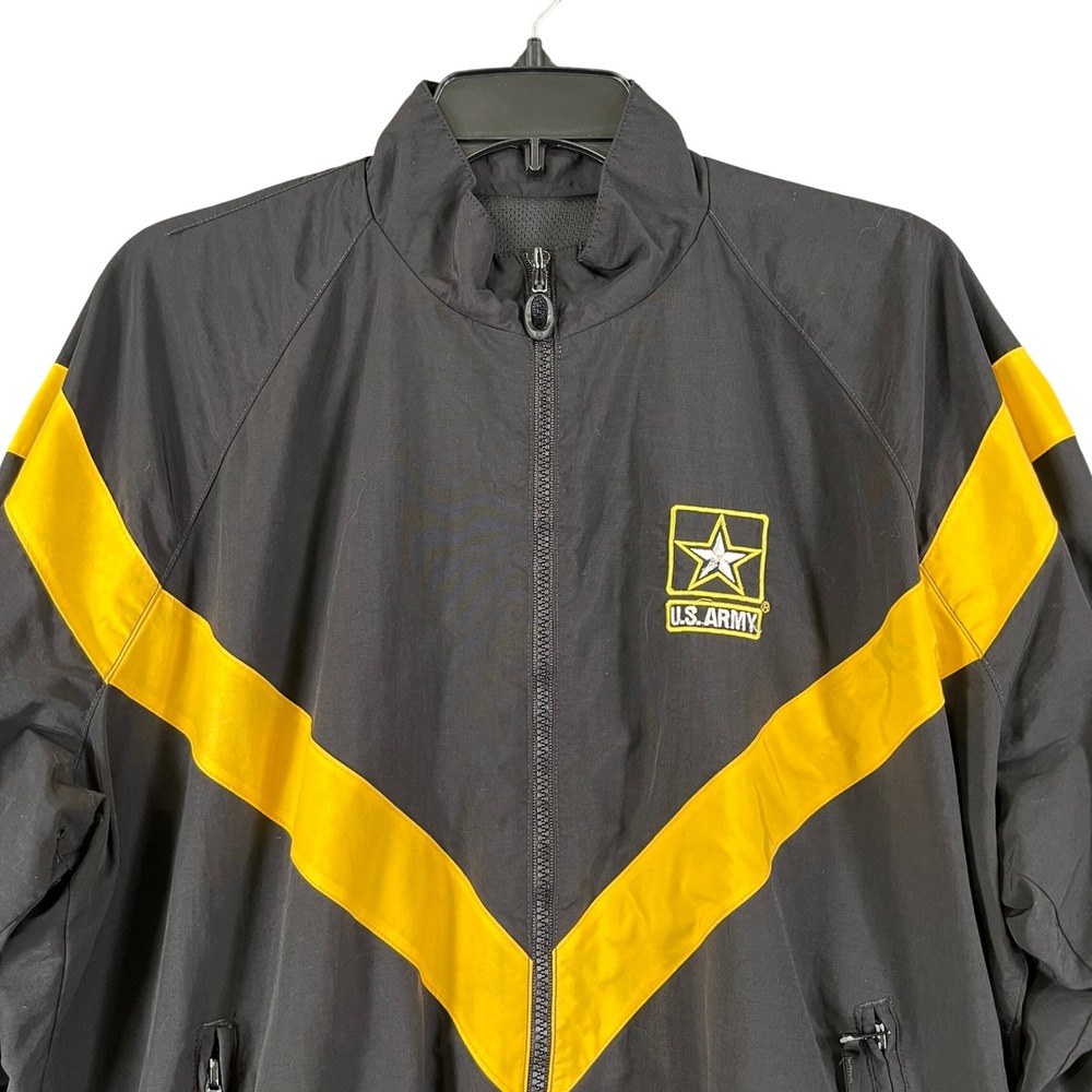 US Army Official Military IPFU PT Jacket Mens M Black Yellow Chevron Training